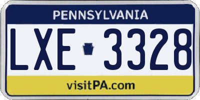PA license plate LXE3328