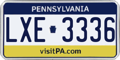 PA license plate LXE3336