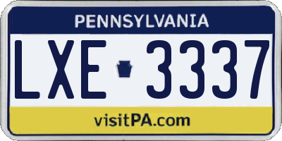 PA license plate LXE3337