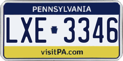 PA license plate LXE3346