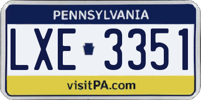 PA license plate LXE3351