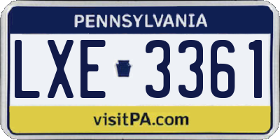 PA license plate LXE3361