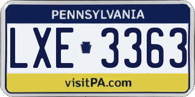 PA license plate LXE3363