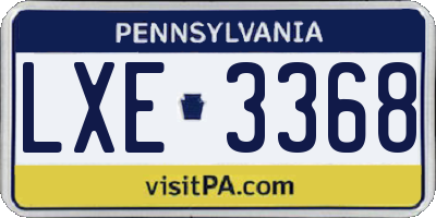 PA license plate LXE3368