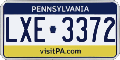 PA license plate LXE3372