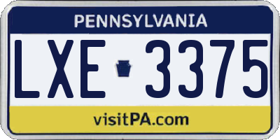PA license plate LXE3375