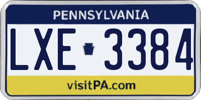 PA license plate LXE3384