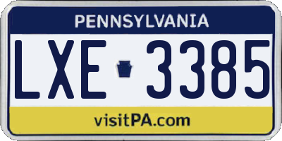 PA license plate LXE3385