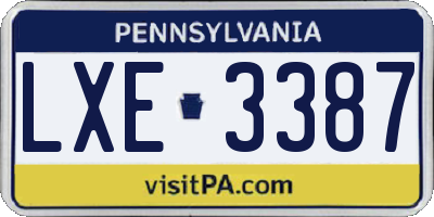 PA license plate LXE3387