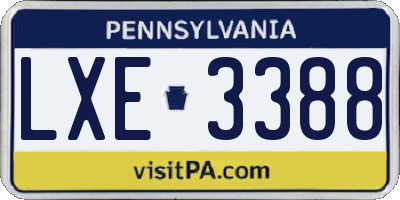 PA license plate LXE3388