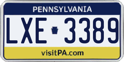 PA license plate LXE3389