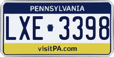 PA license plate LXE3398