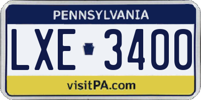 PA license plate LXE3400