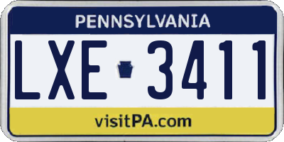 PA license plate LXE3411
