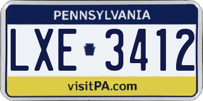 PA license plate LXE3412