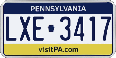 PA license plate LXE3417