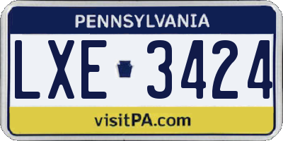 PA license plate LXE3424