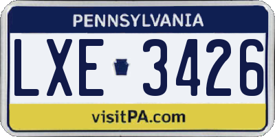 PA license plate LXE3426