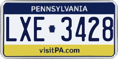 PA license plate LXE3428