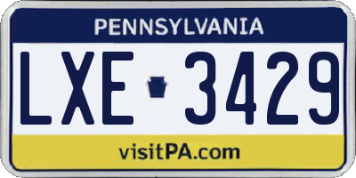 PA license plate LXE3429