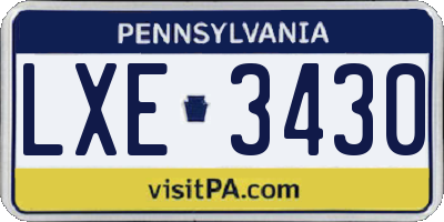 PA license plate LXE3430