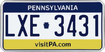 PA license plate LXE3431