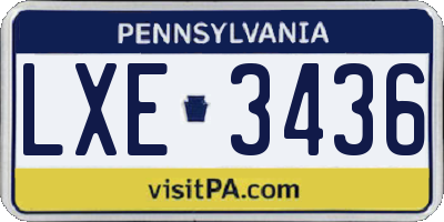 PA license plate LXE3436