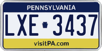 PA license plate LXE3437
