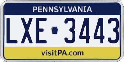 PA license plate LXE3443