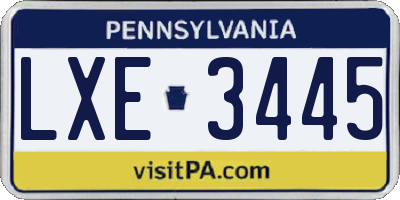PA license plate LXE3445