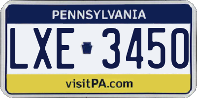 PA license plate LXE3450