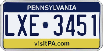 PA license plate LXE3451