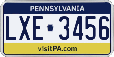 PA license plate LXE3456