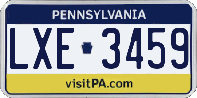 PA license plate LXE3459
