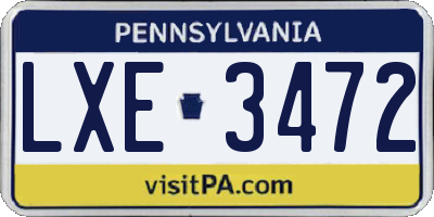 PA license plate LXE3472