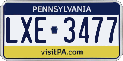 PA license plate LXE3477