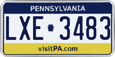 PA license plate LXE3483
