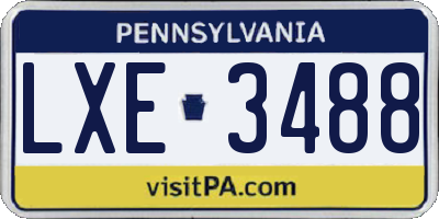 PA license plate LXE3488