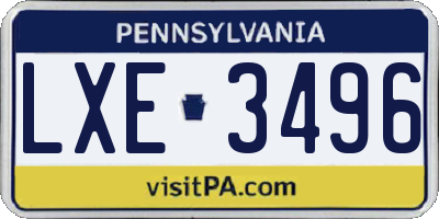 PA license plate LXE3496