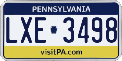 PA license plate LXE3498