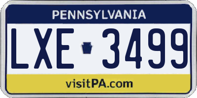 PA license plate LXE3499