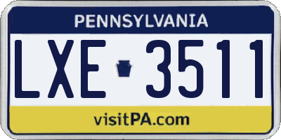 PA license plate LXE3511