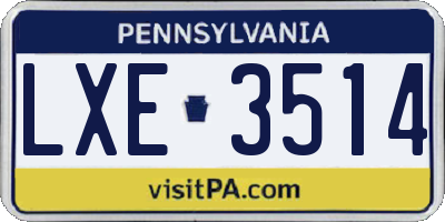 PA license plate LXE3514