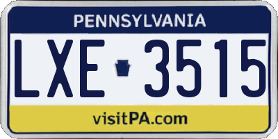 PA license plate LXE3515