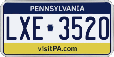 PA license plate LXE3520