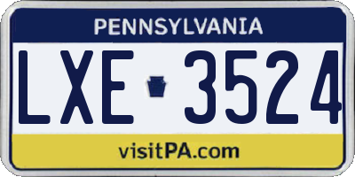 PA license plate LXE3524
