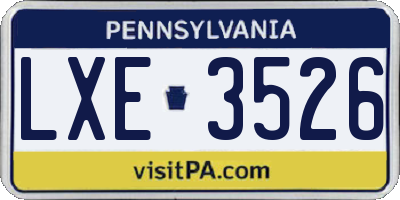 PA license plate LXE3526