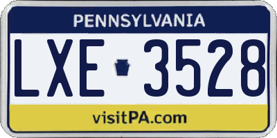 PA license plate LXE3528