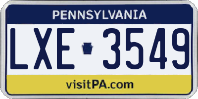 PA license plate LXE3549