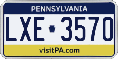 PA license plate LXE3570